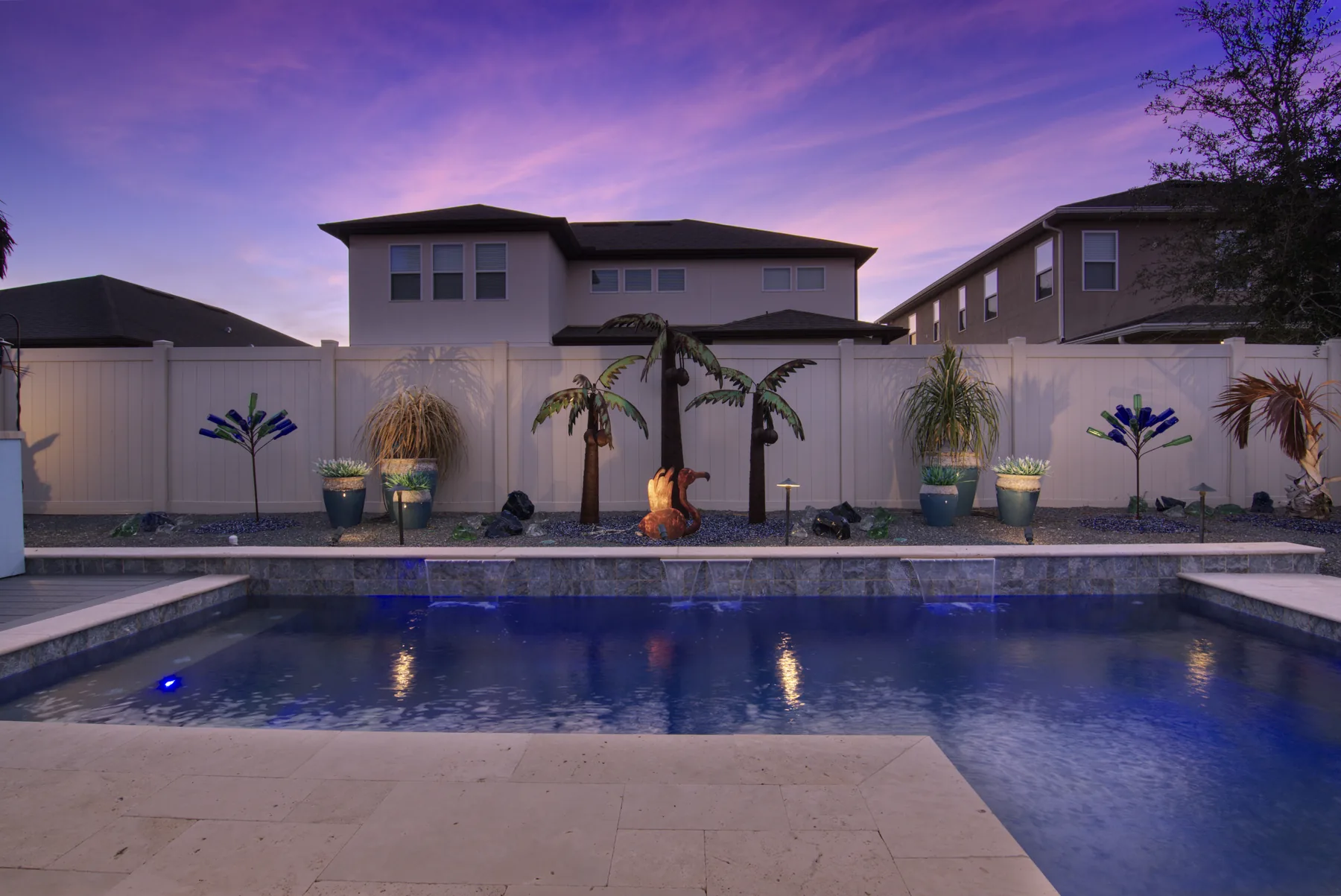 Twilight pool vacation rental photography by REMIX